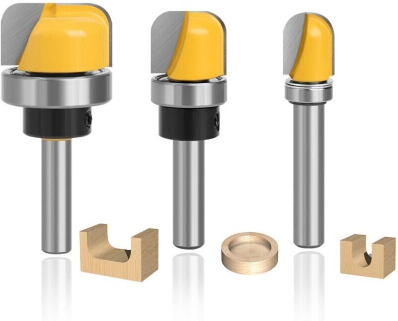 3-teiliges Rundfräser-Set für Holz, 8-mm-Hartmetallfräser, Fräser für Weich- und Hartholz, Spanplatten und MDF