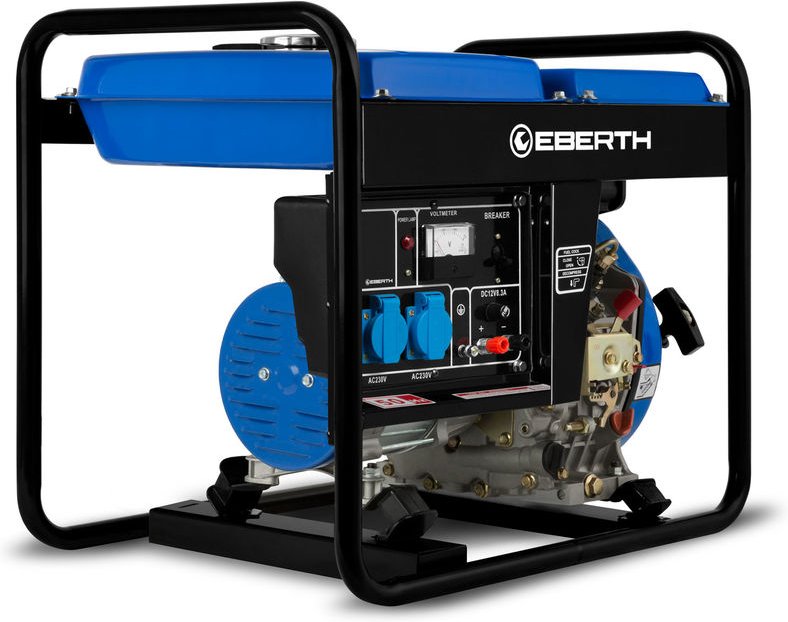 EBERTH 2000 Watt Notstromaggregat Diesel, Stromerzeuger Stromaggregat mit 3,8 PS Dieselmotor, 4-Takt, 2x 230V, 1x 12V, A...