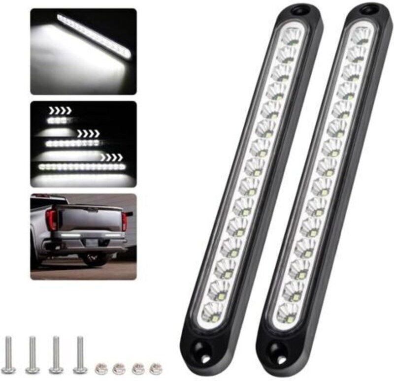 (weiß) 2 Stück Bremslichtleiste 15 LED, 12-24V wasserdichte Rücklichtleiste für dynamische Tagfahrleuchten für Auto, SUV...