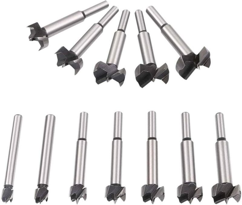 Professional ForstnerBohrer, 12 Stück Forstner Bit, Cutter mit Rundschaft, Bohrer für Holz, Zubehör Bohrmaschine für