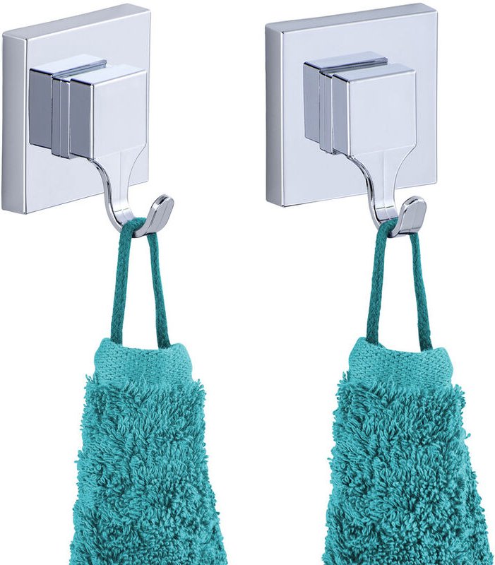 Vacuum-Loc® Wandhaken Quadro 2er Set,, Befestigen ohne bohren, Silber glänzend, Kunststoff (abs) glänzend, Kunststoff (a...