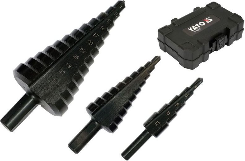 Profi-Stufenbohrer-Set (3-tlg., konische Bohrer, für Metall, 4-12 mm, 4-20 mm, 6-35 mm)
