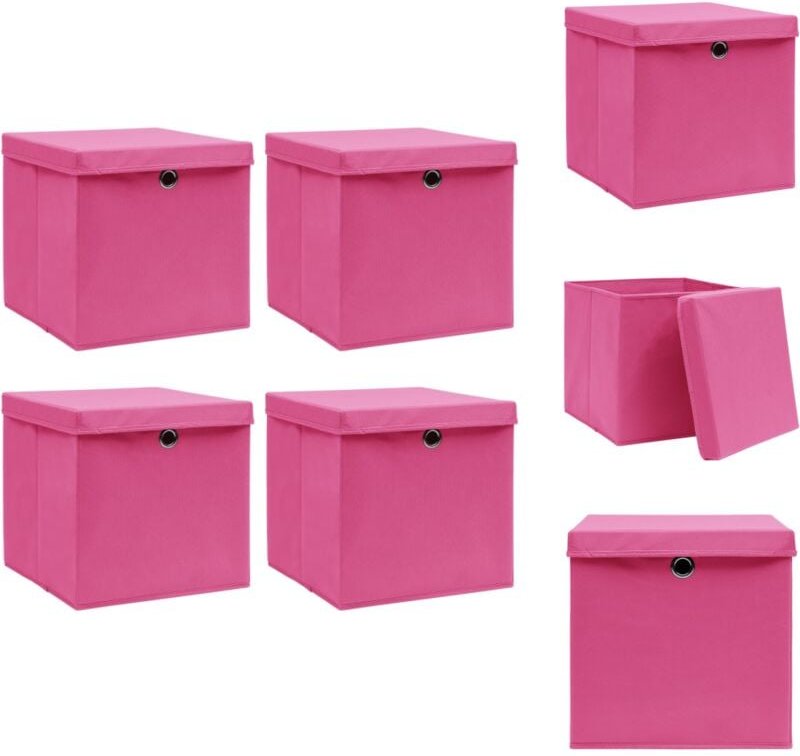 Ordnungshelfer - Living Aufbewahrungsboxen mit Deckeln 4 Stk. Rosa 32x32x32 cm Stoff
