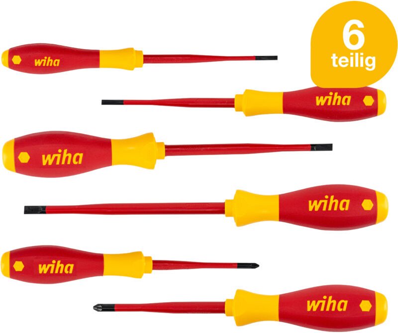 Schraubendreherset SoftFinish slimFix (36455), 6 teilig, Schraubenziehersatz vde Elektriker, isoliert 1000v, Schlitz/Kre...
