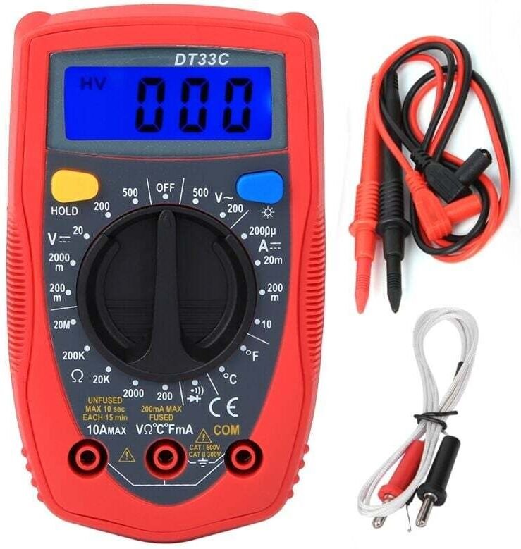 Multimètre Numérique Portable Voltmètre Grand Écran Outils Électricien Poche