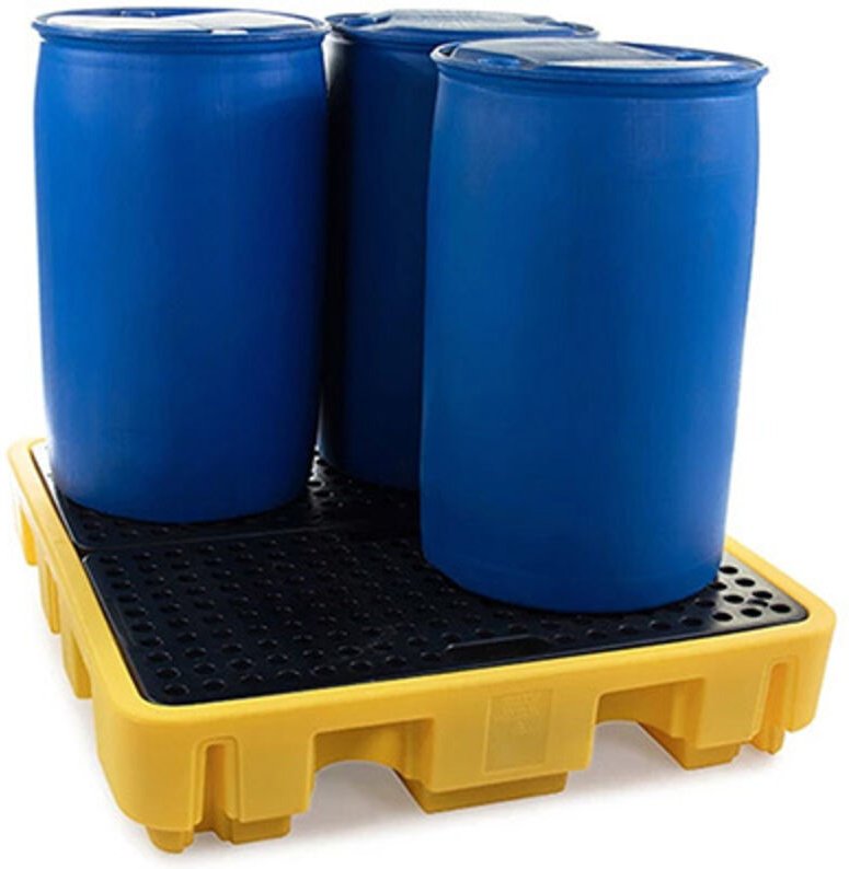 Auffangwanne mit niedriger Höhe für 4 Fässer - Gelb - SJ-100-006