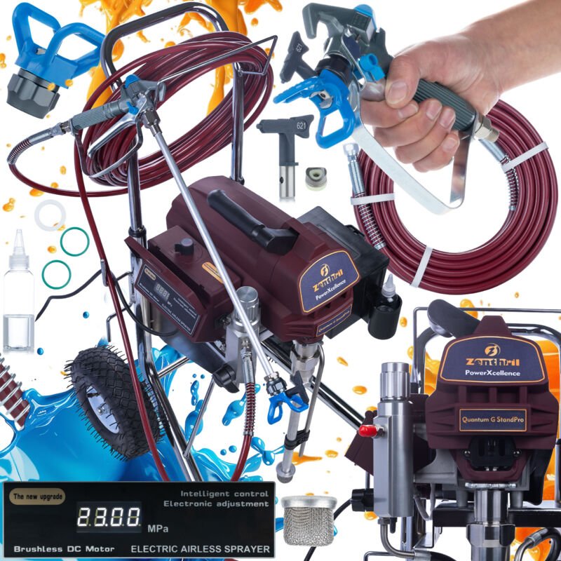 Zenthril Quantum G StandPro Farbspritzgerät – 2200 W, 200 bar, 2,8 l/min, 0,025" Düse ZenControl Druckregelung, LCD Dire...
