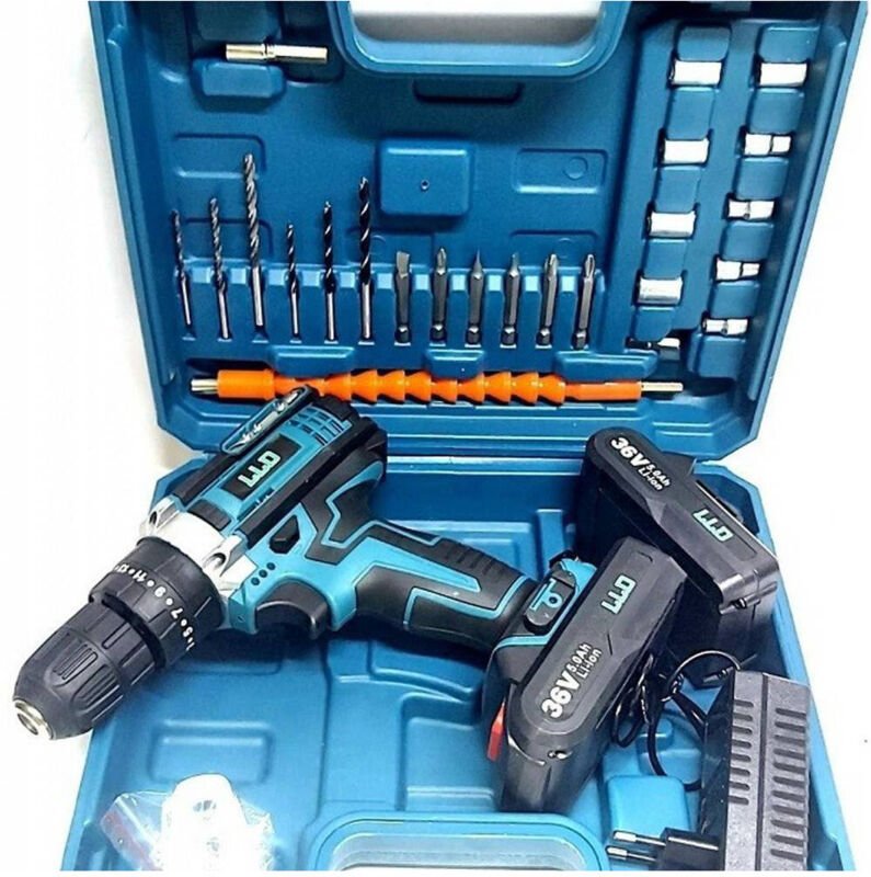 Trade Shop Traesio - Trade Shop - trapano avvitatore doppia batteria litio 36 v max + valigetta 26 accessorien lld -
