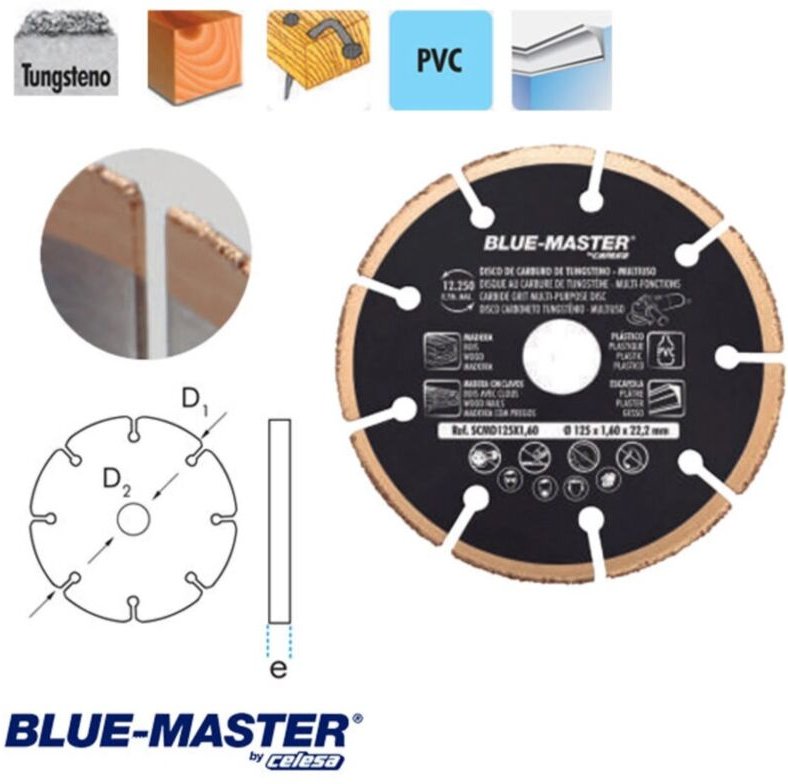 Blue Master Wolframkarbid-Radial-Mehrzweckscheibe 125 x 1,6 x 22