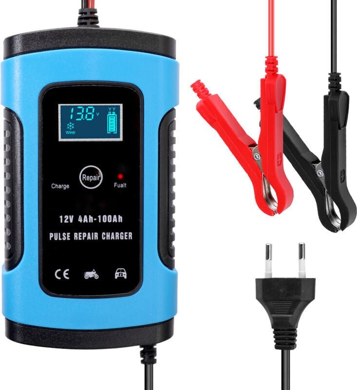 12V Auto-/Motorrad-Batterieladegerät (Blau)