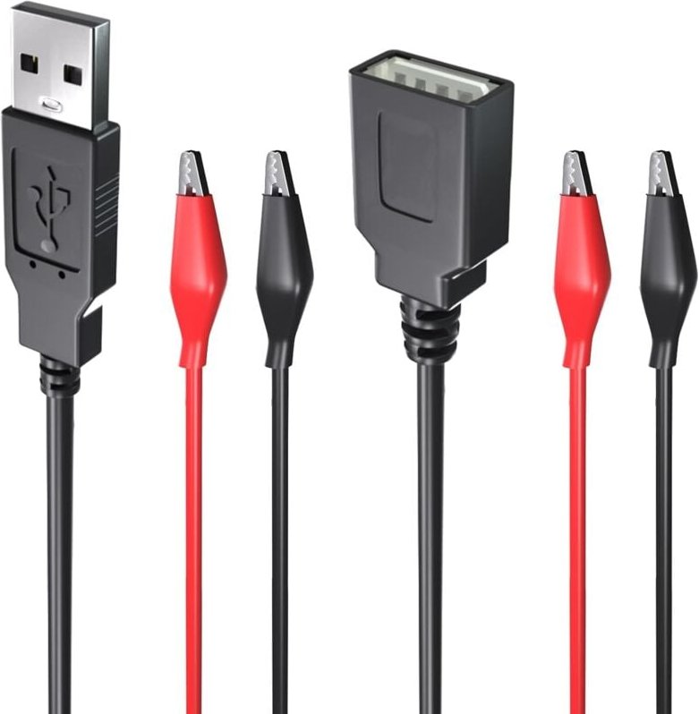 Dolaso - Dual-Kupfer-USB-Krokodilklemmen-Messleitungssatz, USB-Stecker, Buchse, Krokodilklemmen für die Prüfung elektris...
