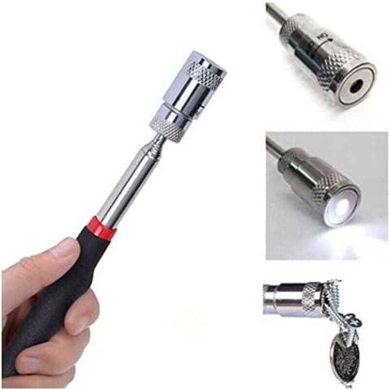 Outil de Ramassage Magnétique Télescopique avec LED pour Écrous Boulons et Vis