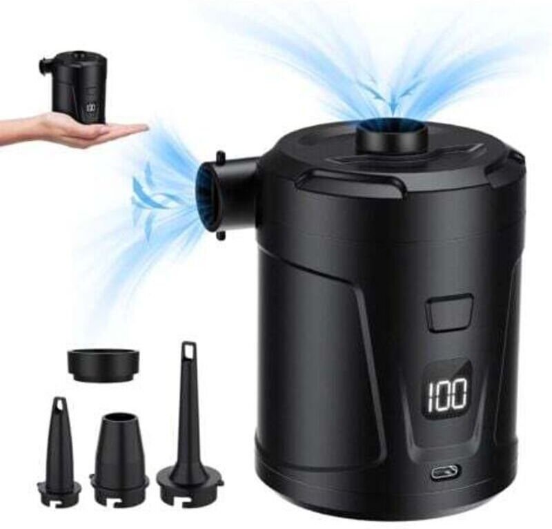 Elektrische Luftpumpe, elektrischer Aufblaser mit 4 Luftdüsen, Schnellaufblasgerät für aufblasbare Pools, Matratzen und ...