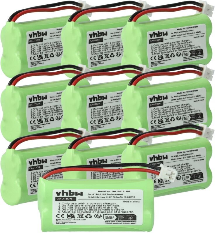 Vhbw - 10x Akku kompatibel mit Siemens Gigaset AL110a Trio, AL110a, AL110a Duo, A345, AL110 schnurlos Festnetz Telefon (...