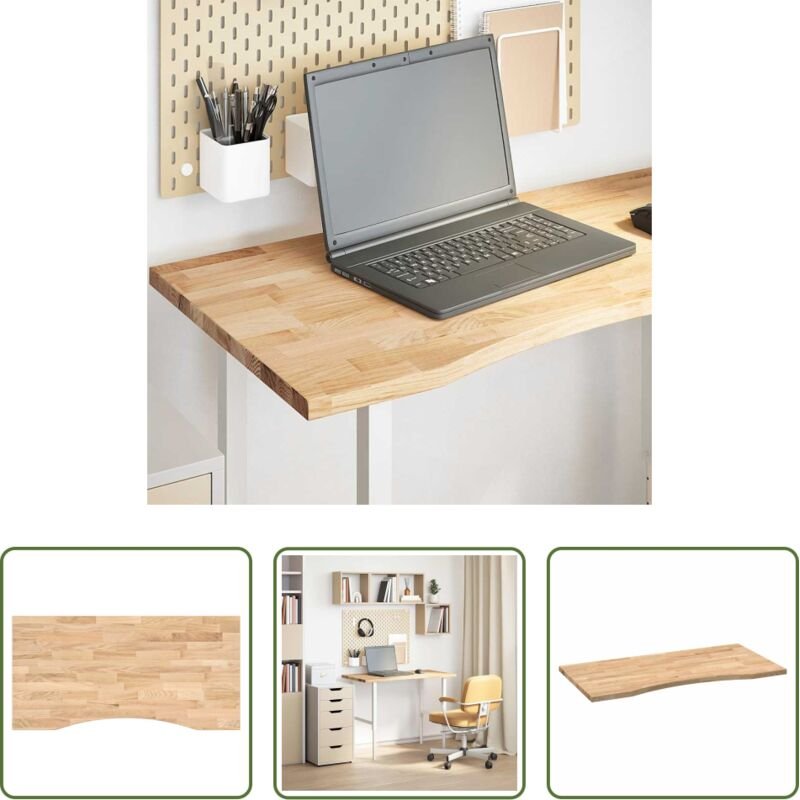 vidaXL Massivholz Tisch - Schreibtischplatte Unbehandelt 100x60x2,5 cm Massivholz Eiche