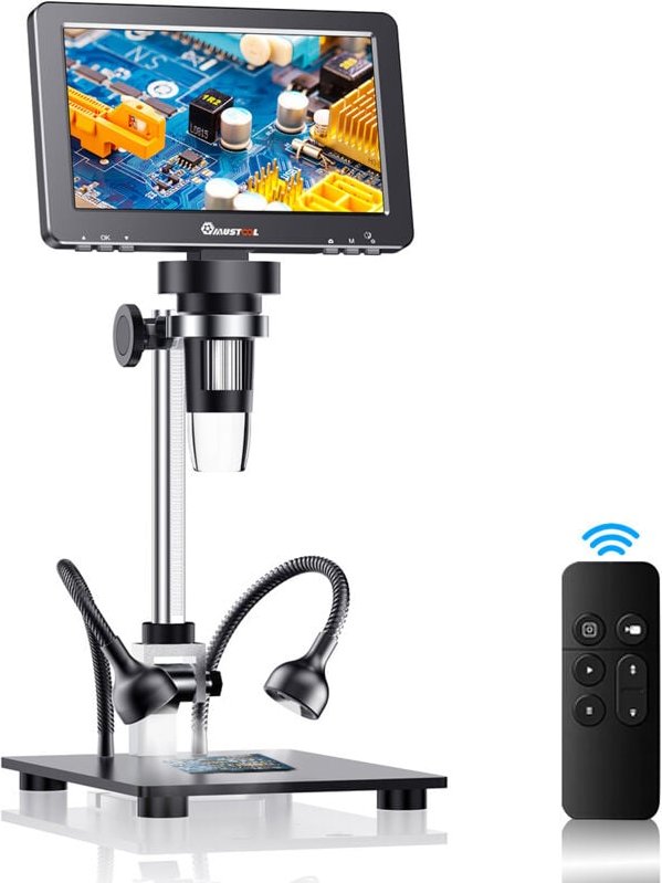 1080FHD 16MP Digitalmikroskop, 10- bis 1200-fache Vergrößerung, 8 LED-Leuchten, HDMI- und USB-Ausgang für PCB-Löten