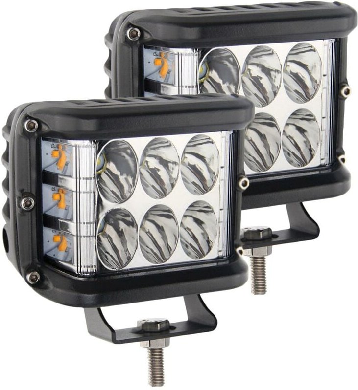 LED-Arbeitslichtleiste, Seitenverkleidung, weiß und bernsteinfarben, Stroboskoplampe, suv, lkw, hochwertiges Auto aus Al...