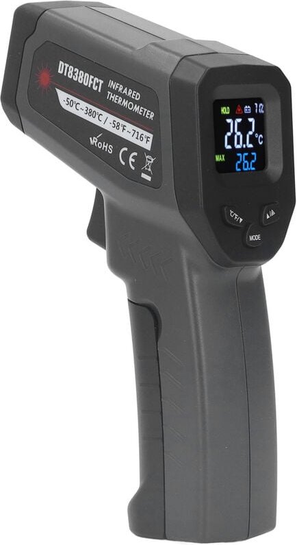 Infrarot-Thermometer für Speisen, Temperaturpistole, einstellbares 12:1-Schwerkraftverhältnis, digitales, hintergrundbel...