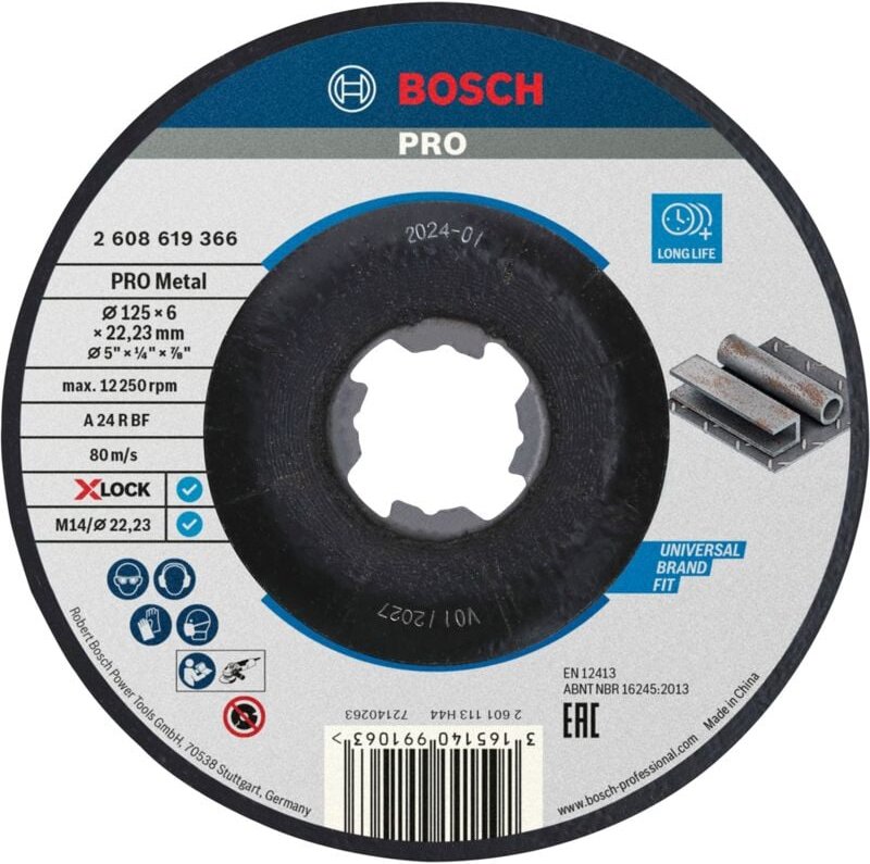 Bosch PRO Metal X-Lock Schleifscheibe, 125 x 6 x 22.23 mm