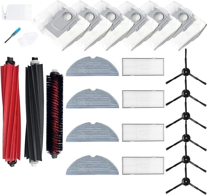 FOREHILL Ersatzteile kompatibel mit Roborock S8 Pro Ultra Staubsaugern: 1 Hauptbürste, 4 Filter, 6 Seitenbürsten