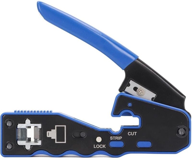 Crimpzange für RJ45-, RJ11- und RJ12-Stecker, multifunktionales Netzwerk-Crimpwerkzeug mit Drahtschneider und Abisolierz...