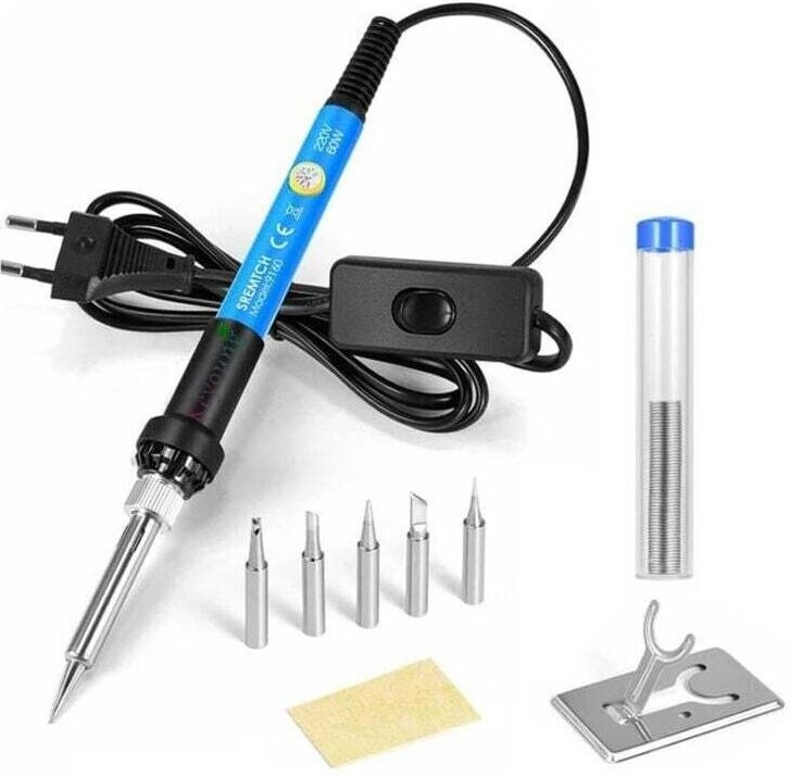 Verbesserter Präzisionslötkolben mit Ein-/Ausschalter, 9-in-1-Set, 5 Lötspitzen, Lötdraht, Lötkolbenständer, einstellbar...