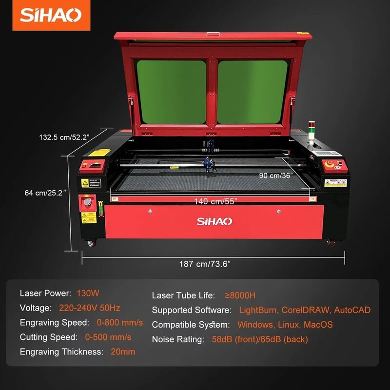 Sihao 130W CO2 Laser Graviermaschine 900x1400mm Lasergravierer Maschine Cutter