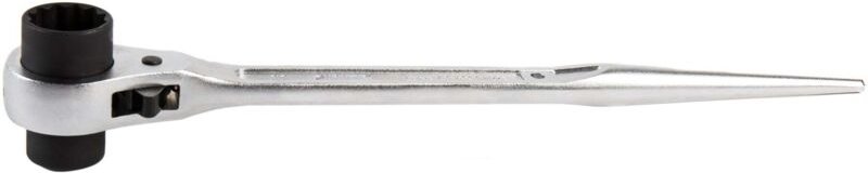 Gerüstbauratsche 19 x 22 mm Doppel-Sechskant, Ringratsche Ringratschenschlüssel, Knarrenschlüssel mit Zentrierspitze und...