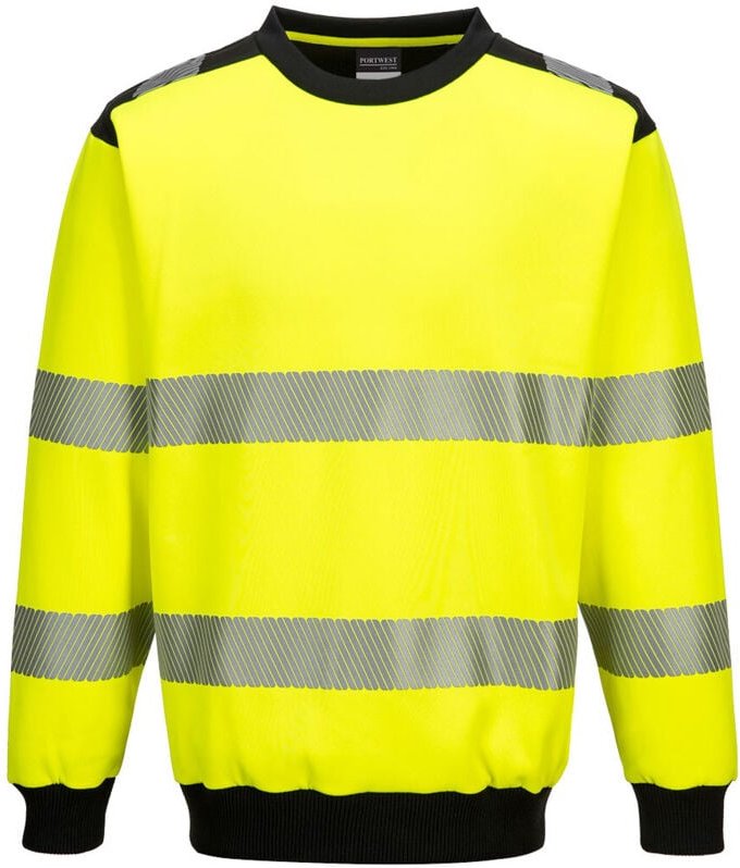 Rundhals-Sweatshirt PW3 Hochsichtbarkeit Gelb/Schwarz 2XL