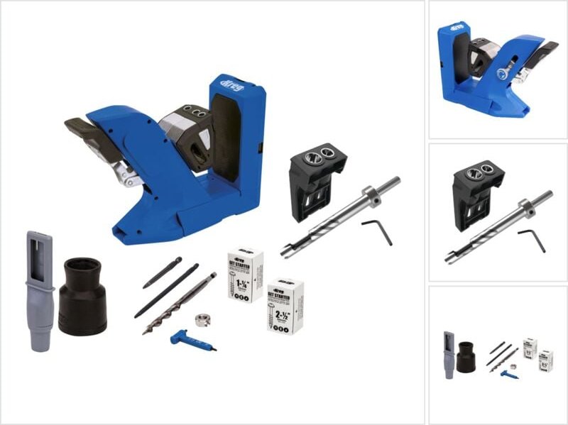 Pocket Hole Jig 720 Taschenloch Bohrschablone ( KPHJ720 ) + Dübel Bohrschablone + Stufenbohrer + Bit + Schrauben - Kreg