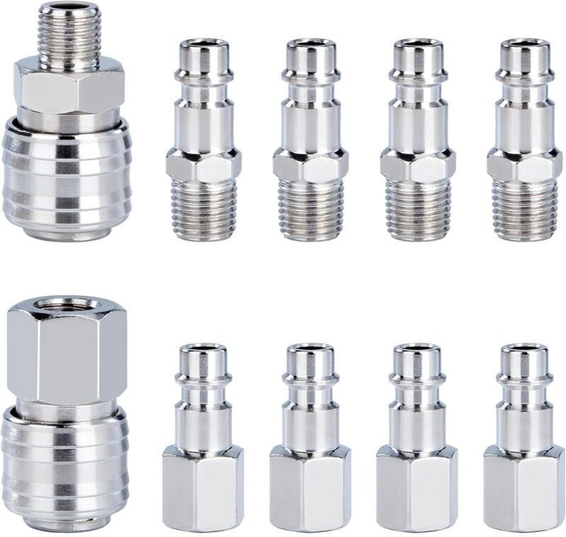 ZVD - 1/4 Zoll BSP-Kompressoranschluss, Schnellverschluss, Druckluftschlauch-Armaturen, Kompressor-Pneumatikanschluss, m...