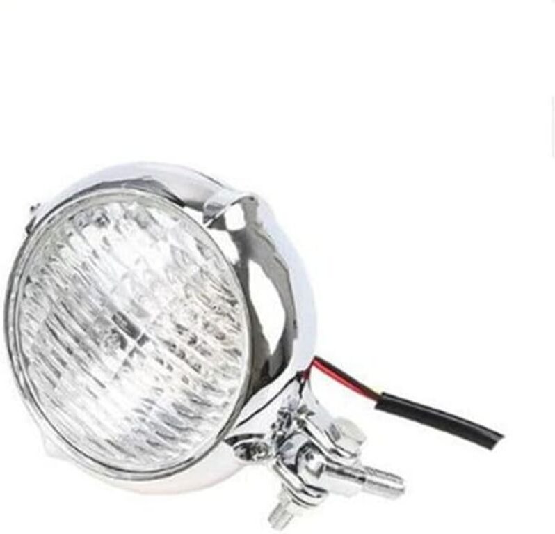 1 Stück (galvanisiertes weißes Glas) Retro-Elektromotorradscheinwerfer, 3,5"-Motorradscheinwerfer, Vintage-Scheinwerfer