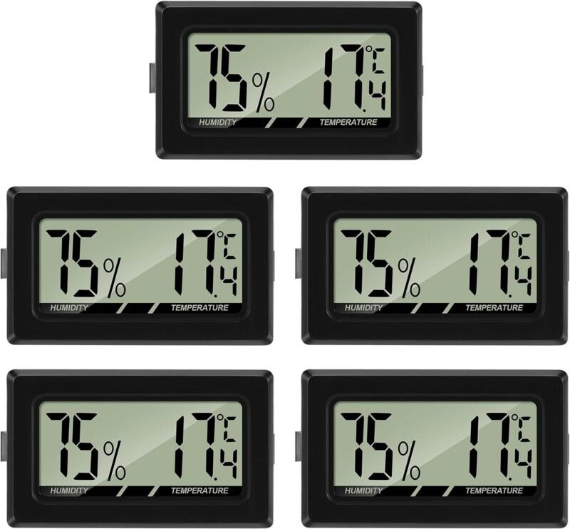 Luftfeuchtigkeitsmesser Thermometer Hygrometer Mini Digital Temperatur Zimmerthermometer für Innen Büro Wohnzimmer 5 Stü...