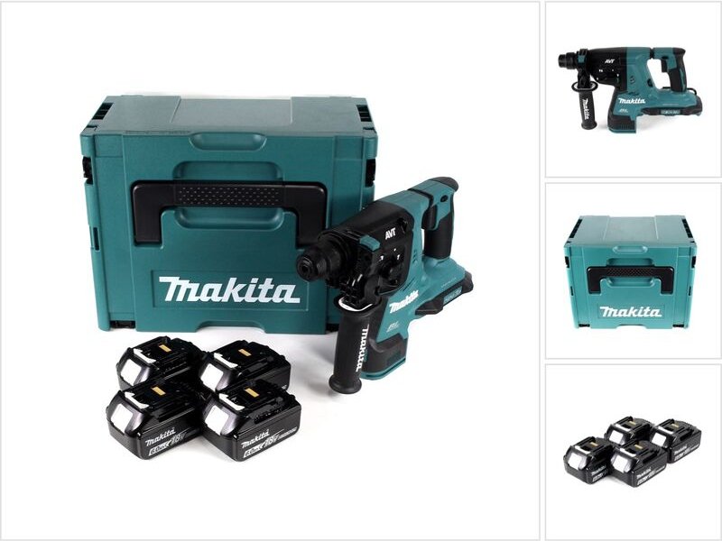 Makita DHR 280 G4J 2 x 18 V 36 V Li-Ion Akku Bohrhammer 28 mm Brushless für SDS-PLUS im Makpac + 4 x 6,0 Ah Akku - ohne ...