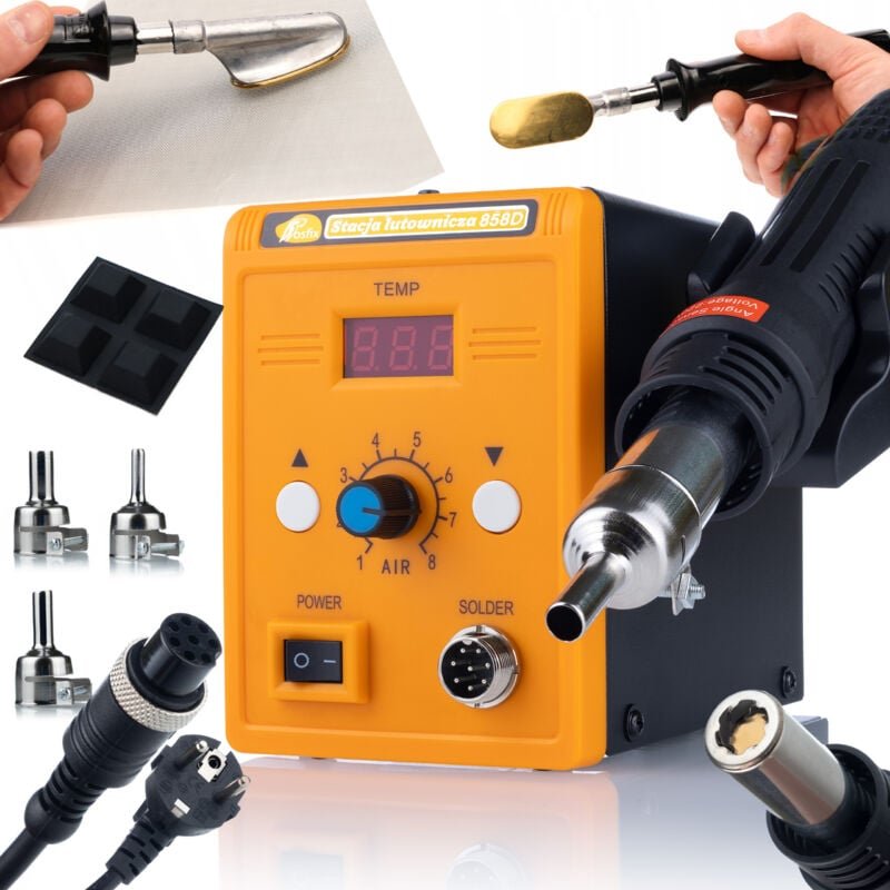 Rosfix 858D Set – Löten Heißluftstation und Eisen zum Glätten von Kunststoff 700W mit 3 Düsen Elektonikreparatur und Kun...