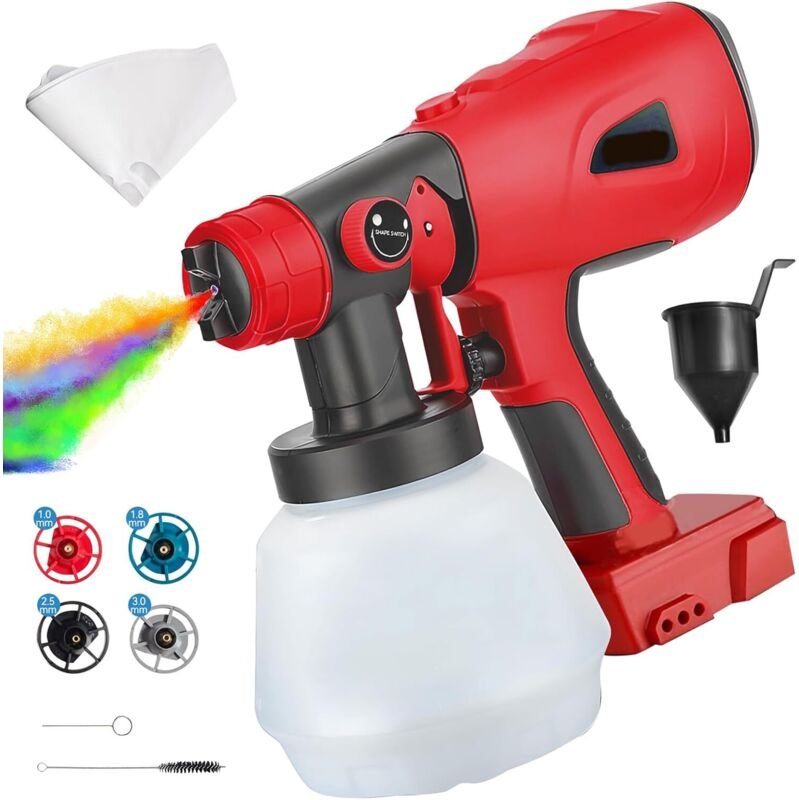 Dewalt 18V-20V Akku-Farbspritzgerät, kompatibel mit 4 Düsen, 3 Sprühmustern, 1000ml Behälter, für Wände, Möbel und Lacki...