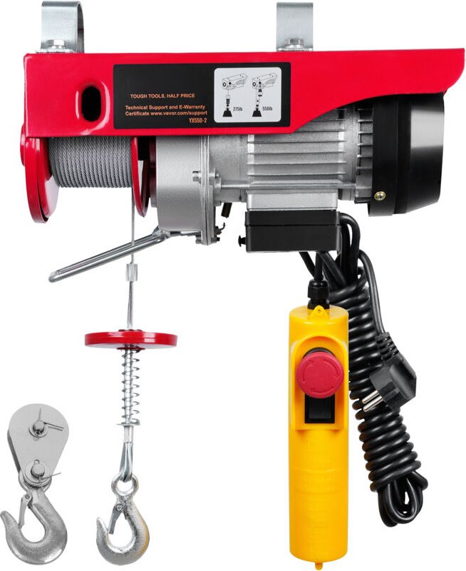 Mophorn Elektrische Hebezeug 550 lbs Kapazität 510W 220V Stahldraht Winde 14ft Fernbedienung 40ft Hubhöhe Kupfer Motor f...