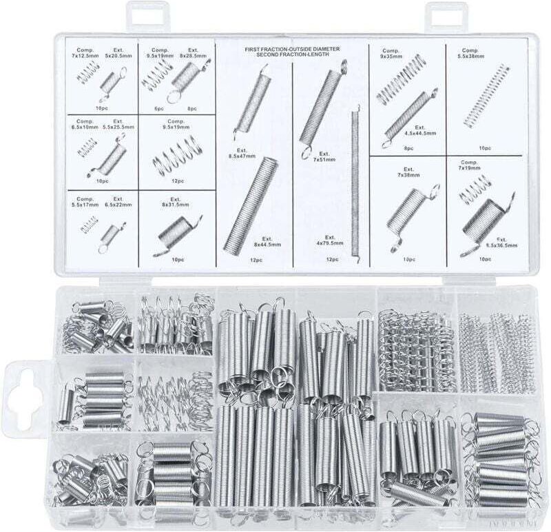 200 Federsortimente, 20 verschiedene Größen, darunter Kontraktionsfedern und Zugfedern, zur Reparatur, Länge von 1 cm bi...