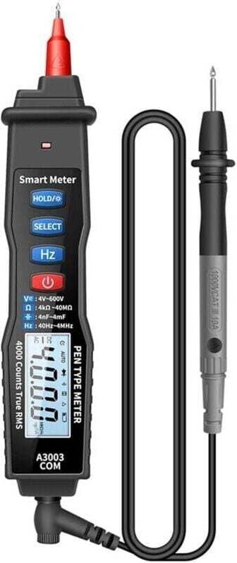 Tragbares digitales Stiftmultimeter 4000 Count AC/DC Spannungs- und Kapazitätstester NCV A3003 (Schwarz),