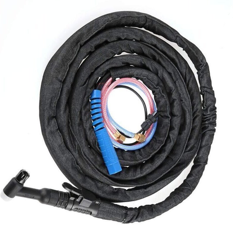 Wassergekühlter Agon TIG-Schweißbrenner mit Mutteranschluss, 4 m/8 m Kabel und Jeansstoffhülle, 350 A (4 m)