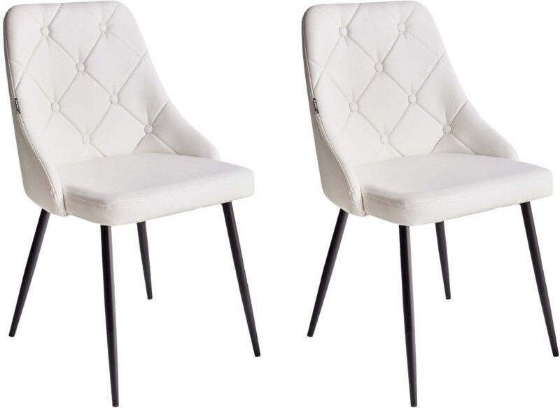 Esszimmerstuhl 2er Set VALERIE Kunstleder Weiß