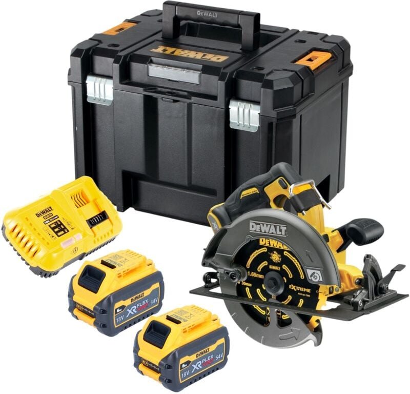 DeWALT DCS 578 T2T Akku Kreissäge 54V XR FlexVolt 190 mm Brushless + 2x Akku 6,0 Ah + Ladegerät + TSTAK