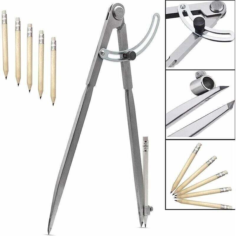Compasses de Précision 300 mm 12 Pouces avec Porte-Crayon pour Dessin Menuiserie Métallurgie et Maroquinerie