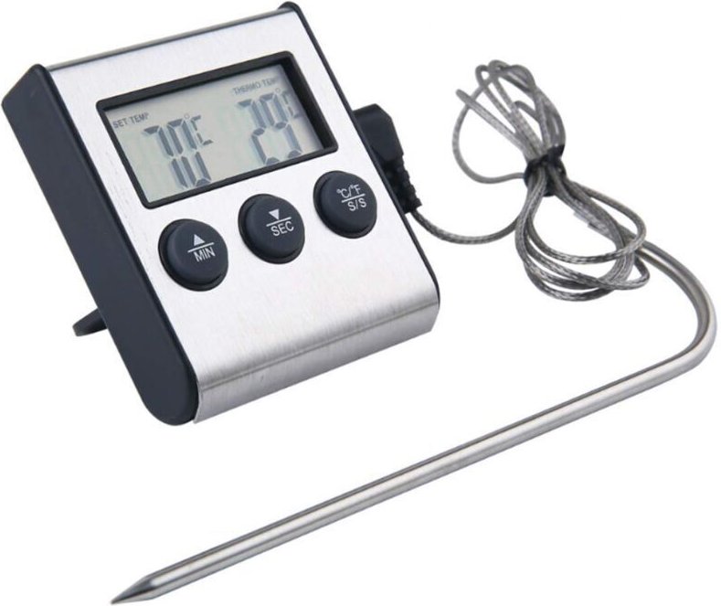 Lebensmittelthermometer mit Sonde, Fleischthermometer zum Kochen, UD09 zum Grillen von Fleisch, Barbecue, Wasser, Milch,...