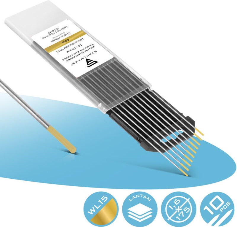 Thumbnail - STAHLWERK Wolframelektroden / Schweißelektroden 1,6 x 175 mm WL15 gold 10er Set