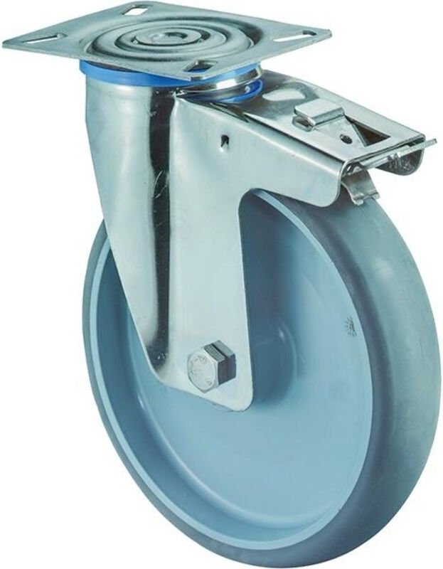 Bs-r Transp.geräte-Lenkr. mit Totalfeststeller,Rad Ø200mm H120.B43 200kg edelst.