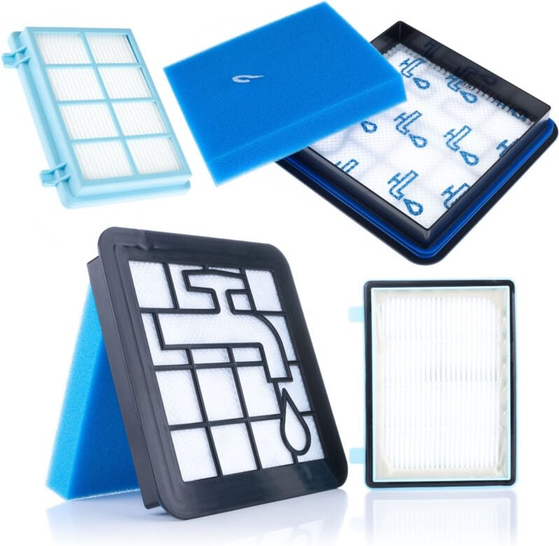 Rosfix FC8010/01 – Filterset für Philips PowerPro HEPA, Schaumstoff, Abluftfilter Waschbar Kompatibel mit FC9331/09, FC9...