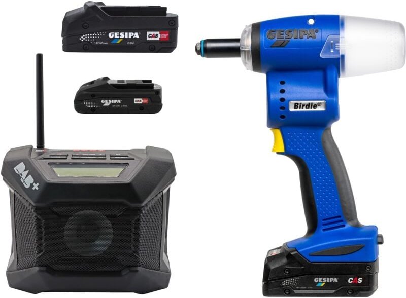 Gesipa Birdie on Air - Birdie inkl. 1x 2,0 Ah + 1x 4,0 Ah CAS-Akku, Ladegerät