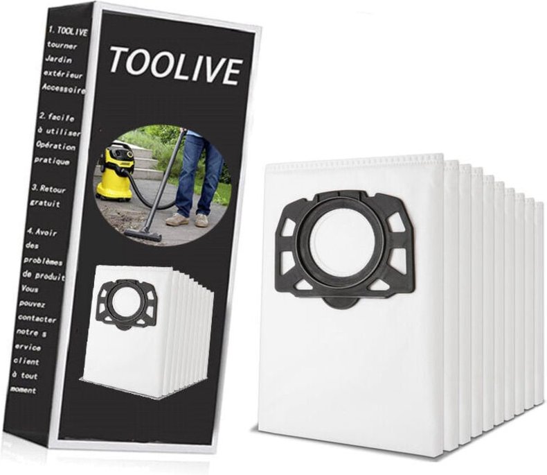 10er-Pack Filterbeutel für Kärcher 2.863-006.0 KFI 487 Staubsaugerbeutel für Kärcher WD4, WD5, WD6, WD5P, WD6P, MV4, MV5...