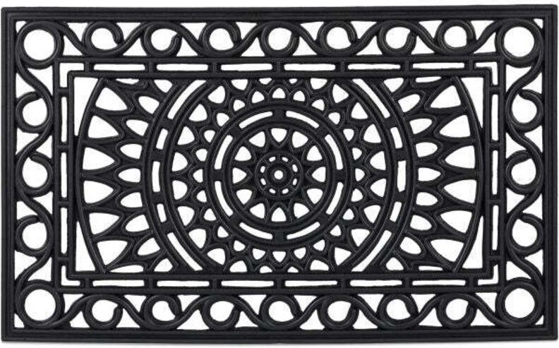 Rectangular iron look rubber door mat